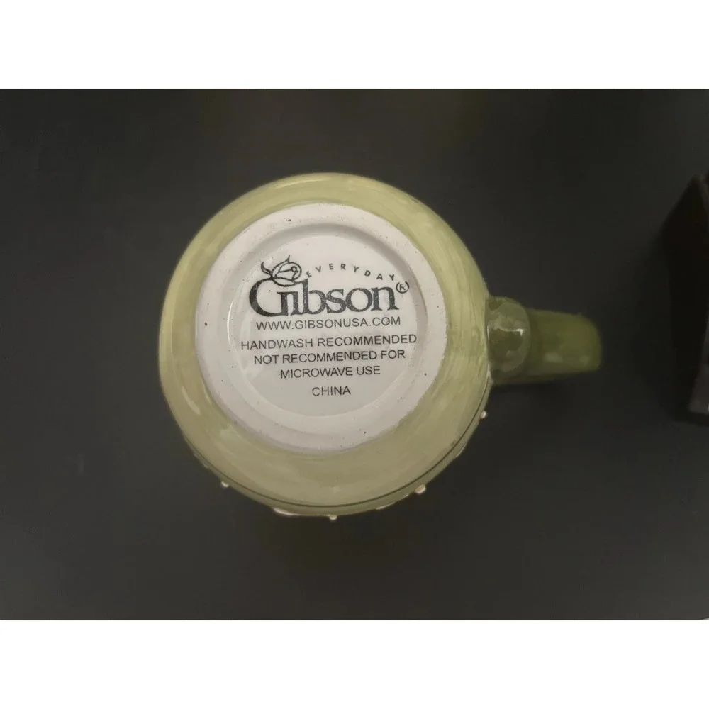 Gibson Fruit Creamer Sugar/Lid Salt and Pepper Shakers Green Handle Farmhouse